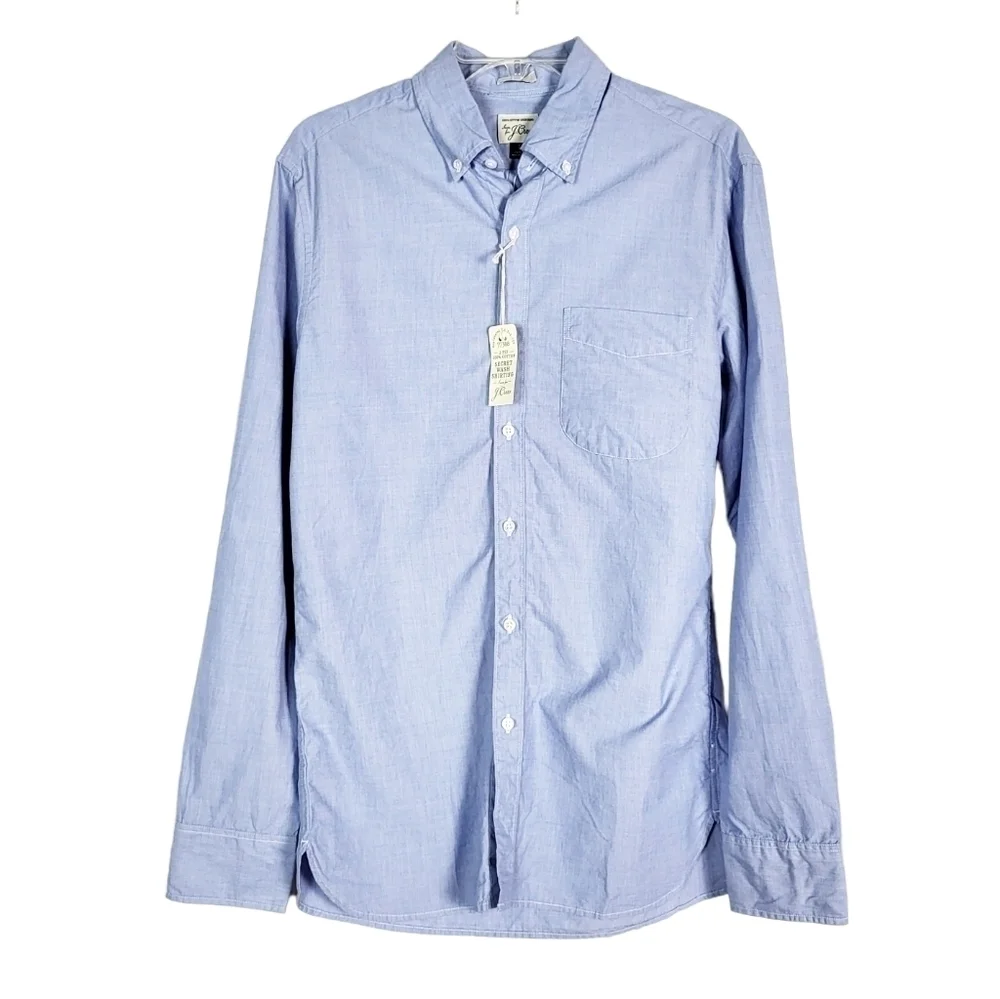 J.CREW Slim Fit Cotton Button Down Shirt Blue NWT wedding guest special occasion